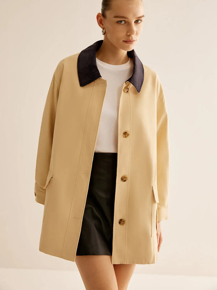 Drune | Baumwolljacke mit Kontrastkragen und Knöpfen