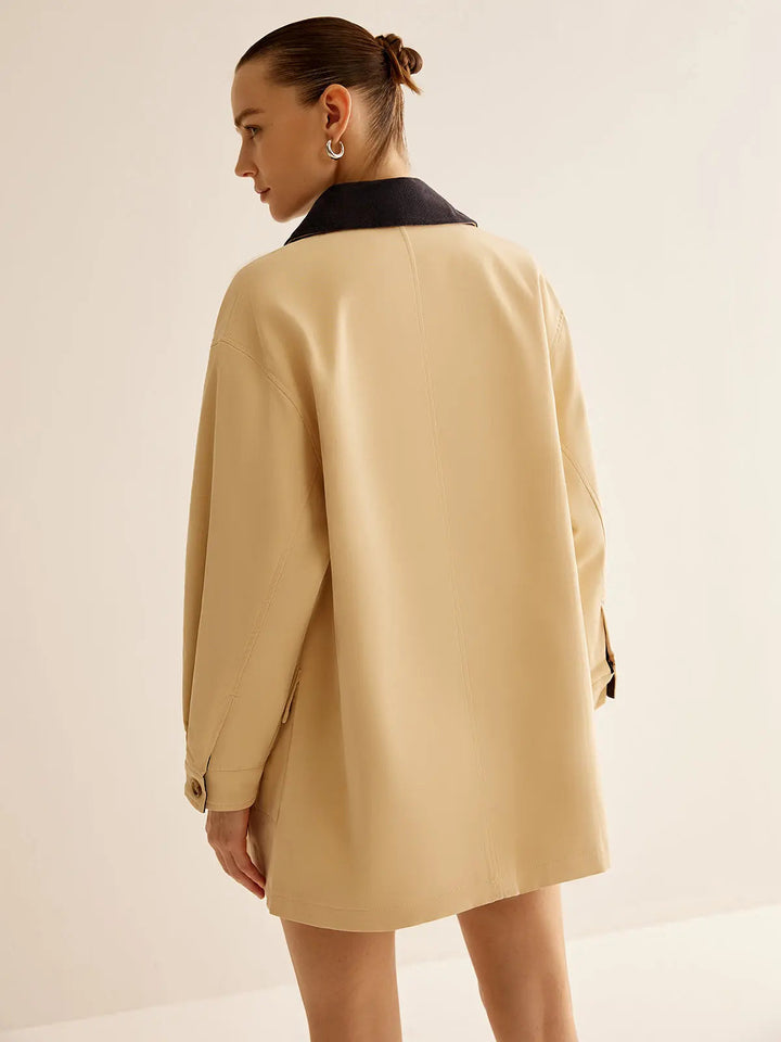 Drune | Baumwolljacke mit Kontrastkragen und Knöpfen