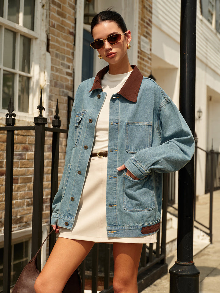 Drune | Kragen Vielseitige Denimjacke