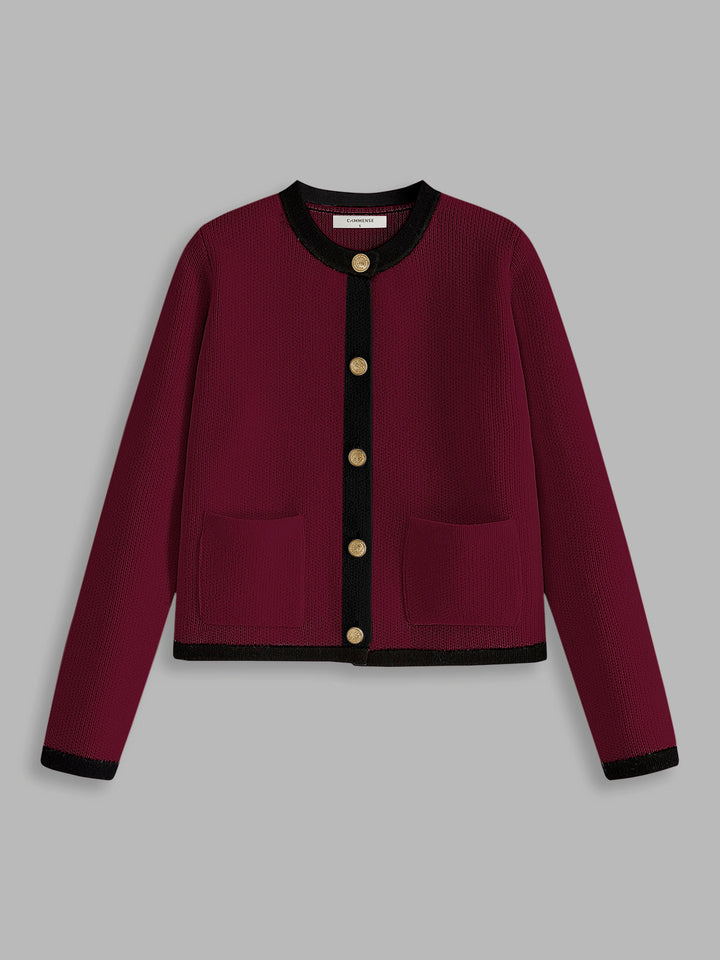Drune | Damen-Cardigan mit Kontrastbesatz