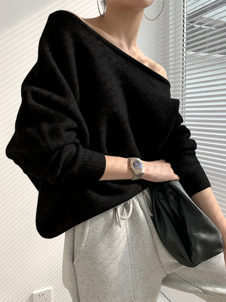 Drune | Off-shoulder Strickpullover Weiche Wollmischung Zertifizierte Eleganz