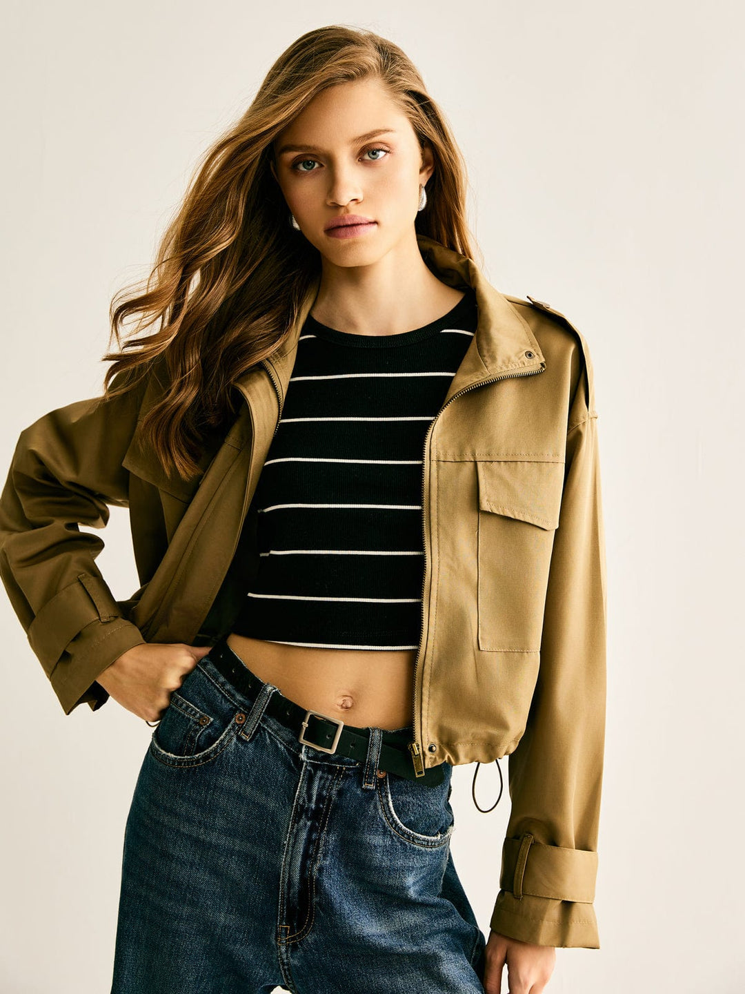 Drune | Cropped Utility Jacke Lässig, Modern & Vielseitig