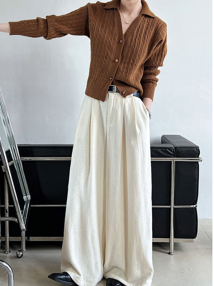 Drune | Rippstrickcardigan mit Kragen V-ausschnitt Klassisch und Warm