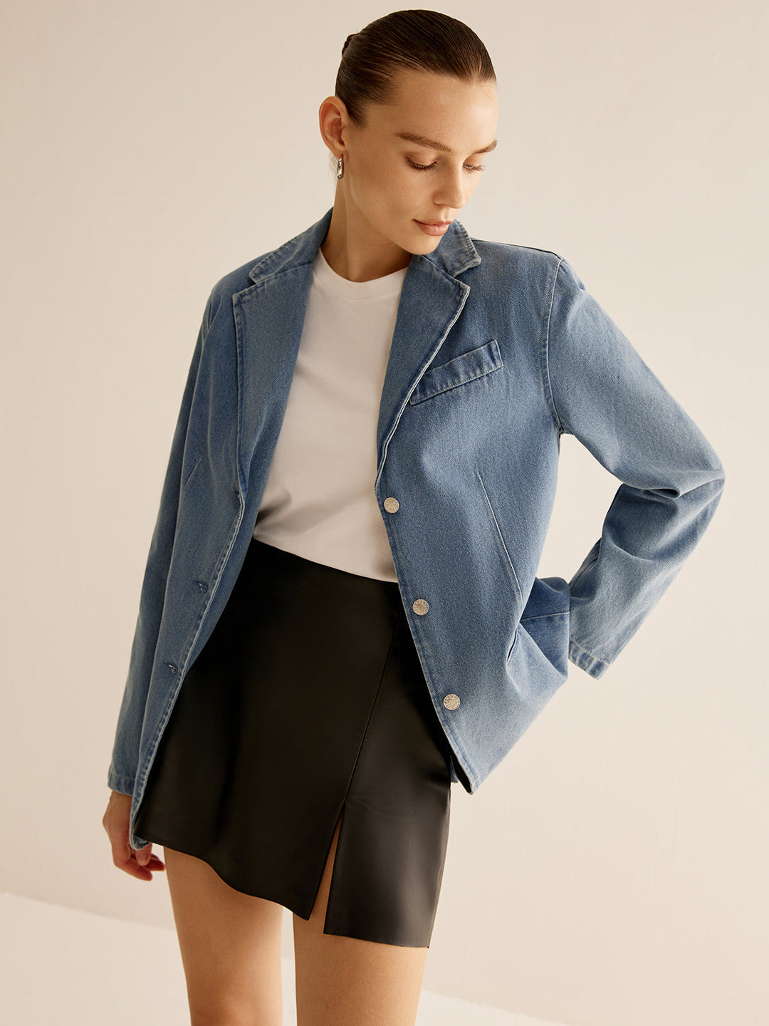 Drune | Denimjacke mit Knopfverschluss Klassischer Schnitt Lässig und Vielseitig