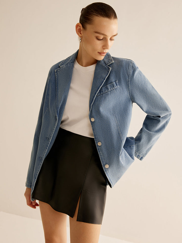 Drune | Denimjacke mit Knopfverschluss Klassischer Schnitt Lässig und Vielseitig