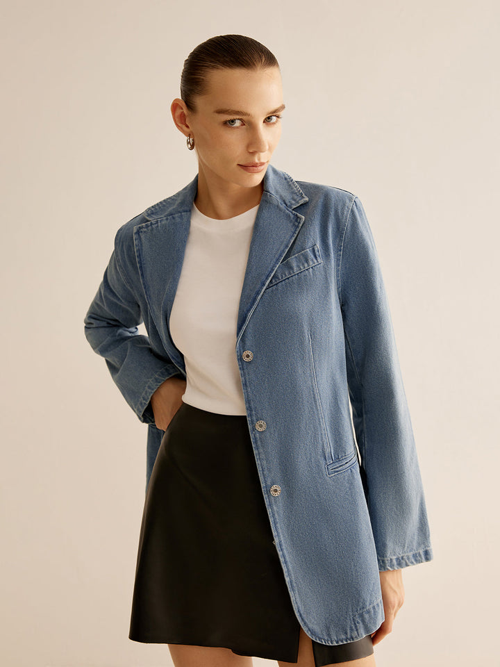 Drune | Denimjacke mit Knopfverschluss Klassischer Schnitt Lässig und Vielseitig