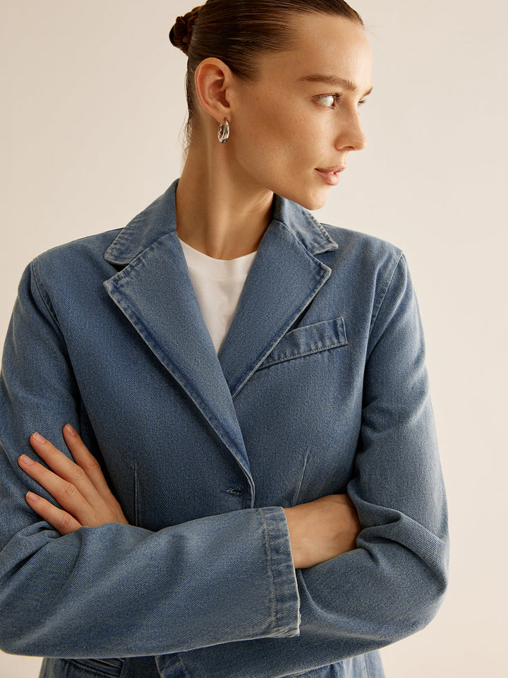 Drune | Denimjacke mit Knopfverschluss Klassischer Schnitt Lässig und Vielseitig