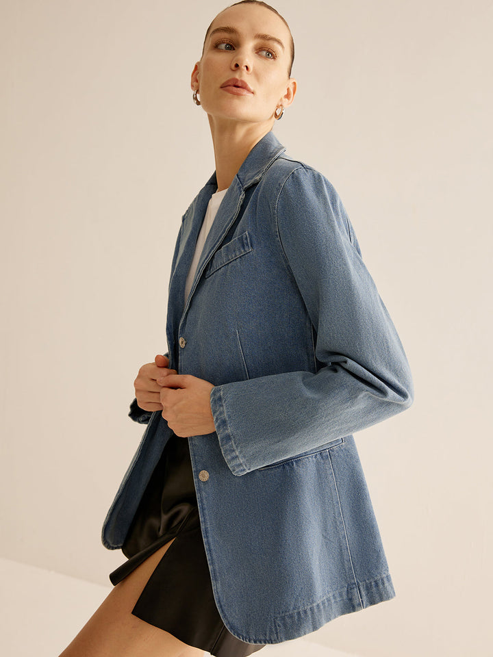 Drune | Denimjacke mit Knopfverschluss Klassischer Schnitt Lässig und Vielseitig