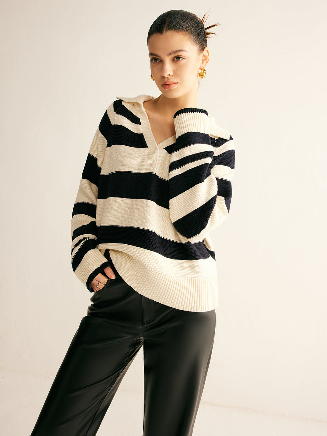 Drune | Gestrickter Pullover Gestreiftes Design und Kragen Entspannt und Stilvoll
