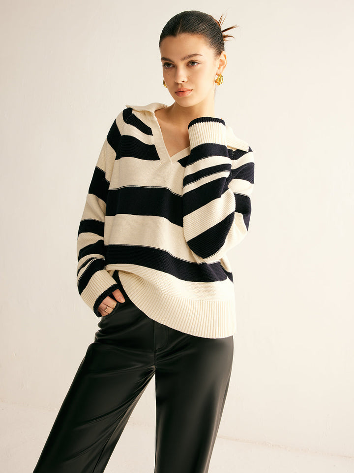 Drune | Gestrickter Pullover Gestreiftes Design und Kragen Entspannt und Stilvoll