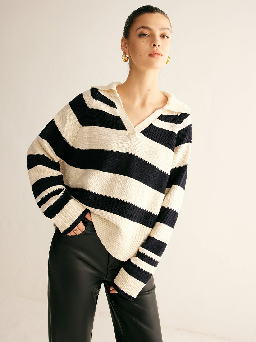 Drune | Gestrickter Pullover Gestreiftes Design und Kragen Entspannt und Stilvoll