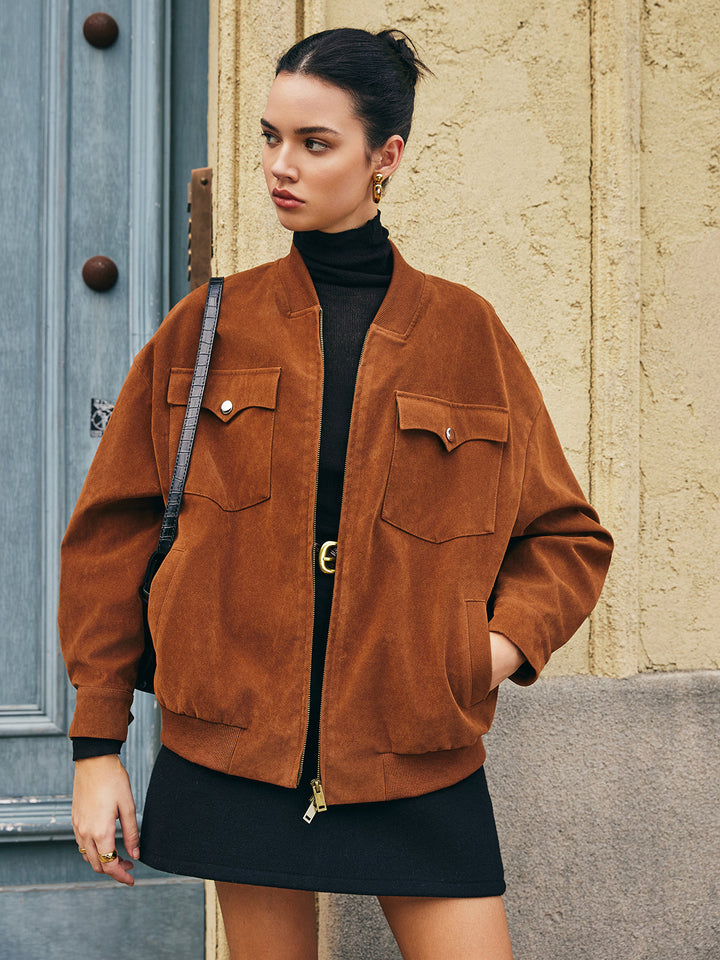 Drune | Taschen Reißverschluss Wildlederjacke