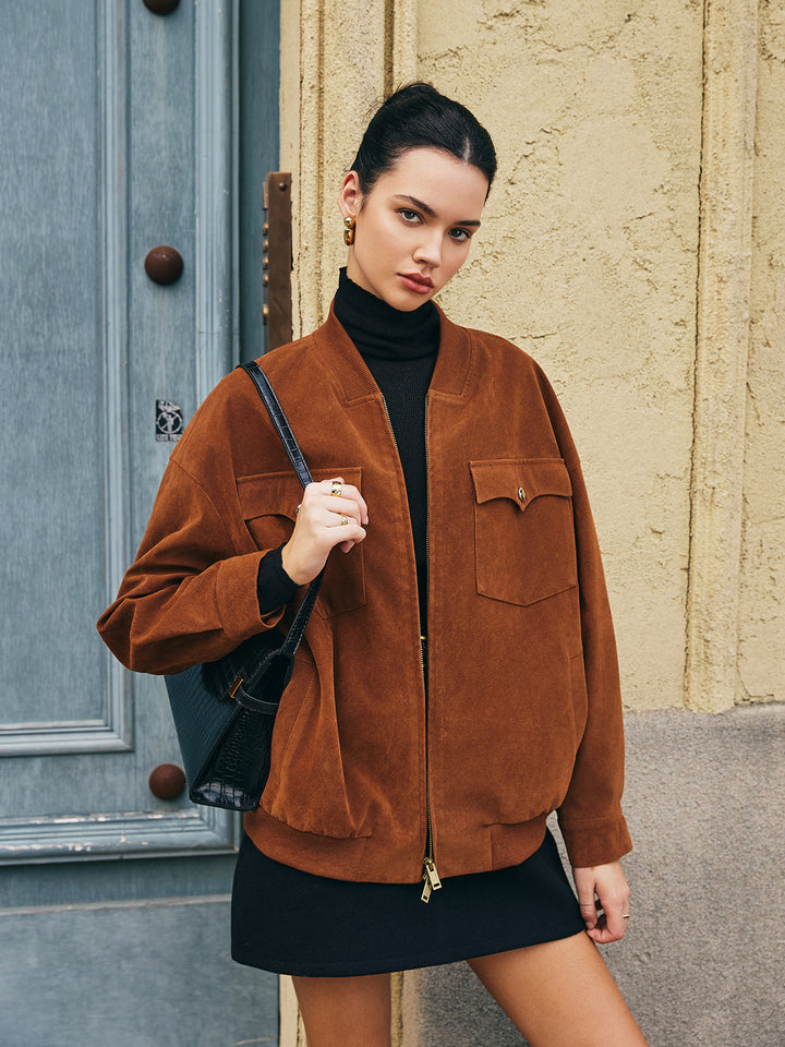 Drune | Taschen Reißverschluss Wildlederjacke