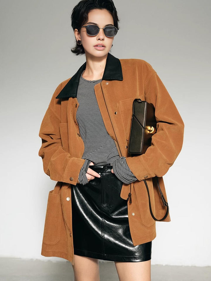 Drune | Kragen Oversized Wildlederjacke