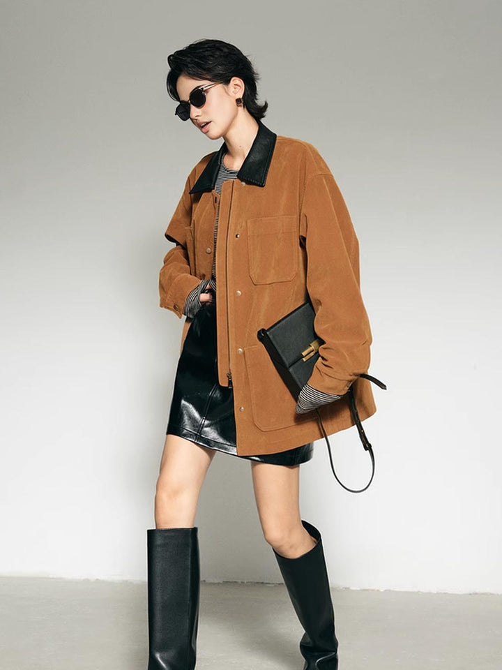 Drune | Kragen Oversized Wildlederjacke