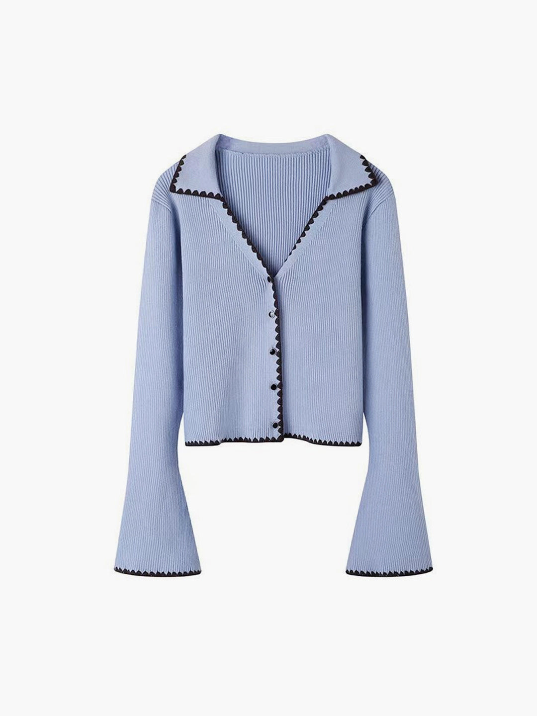 Drune | Cardigan mit Kontrastkante und Rüschendetails Schlanker Schnitt Feminin und Schick