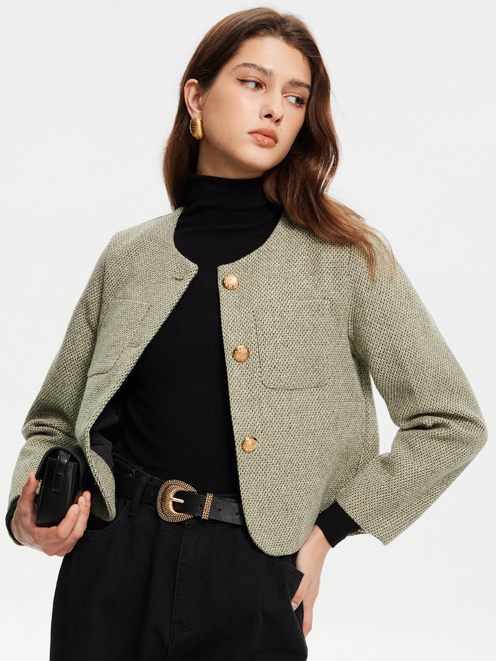 Drune | Hals Taschen Tweedjacke