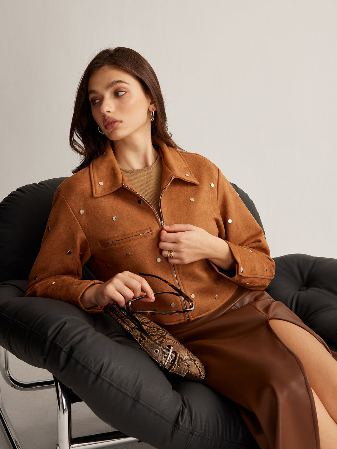 Drune | Reißverschluss Crop-Jacke