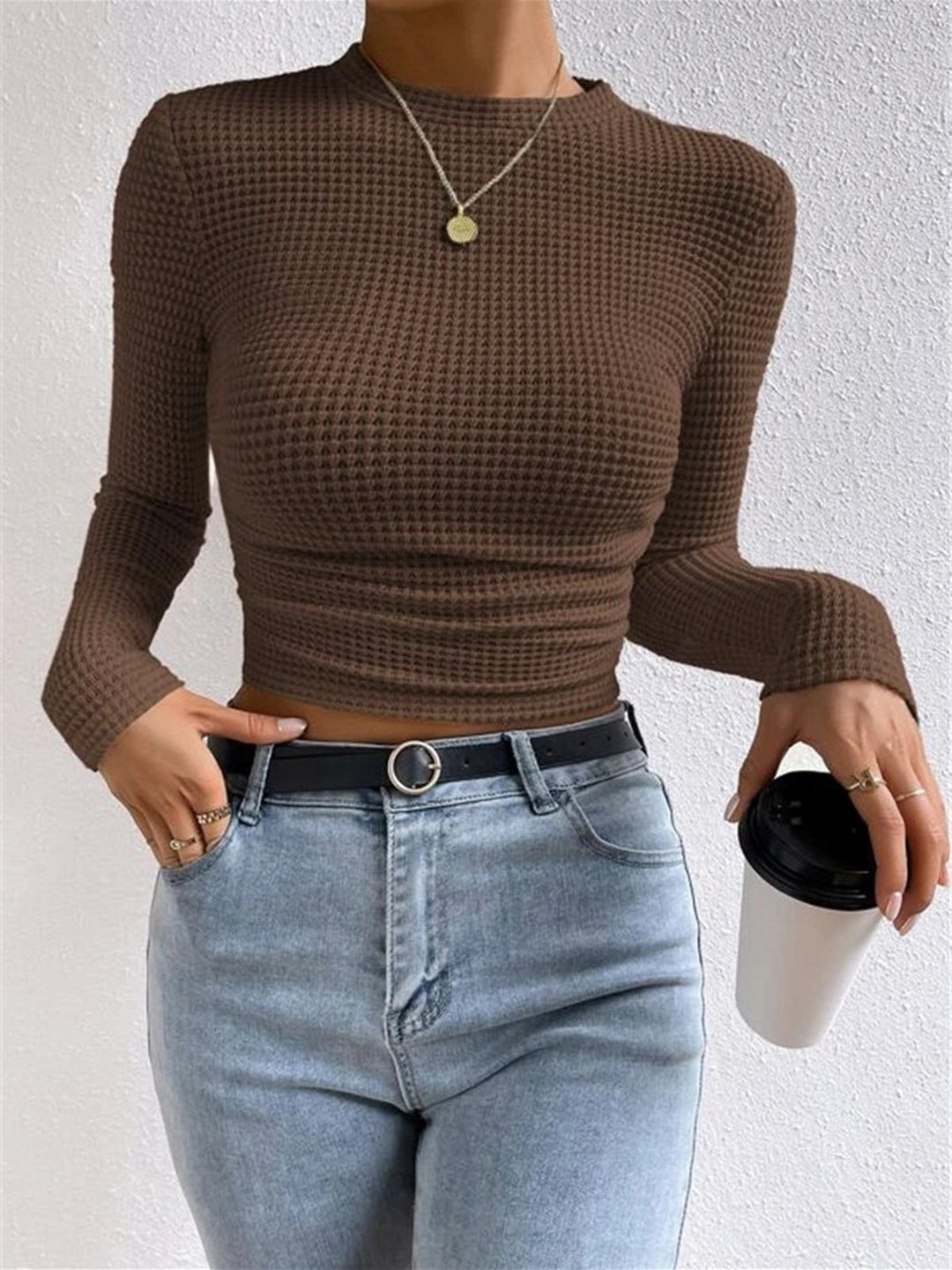 Drune | Slim-Pullover im Waffelmuster