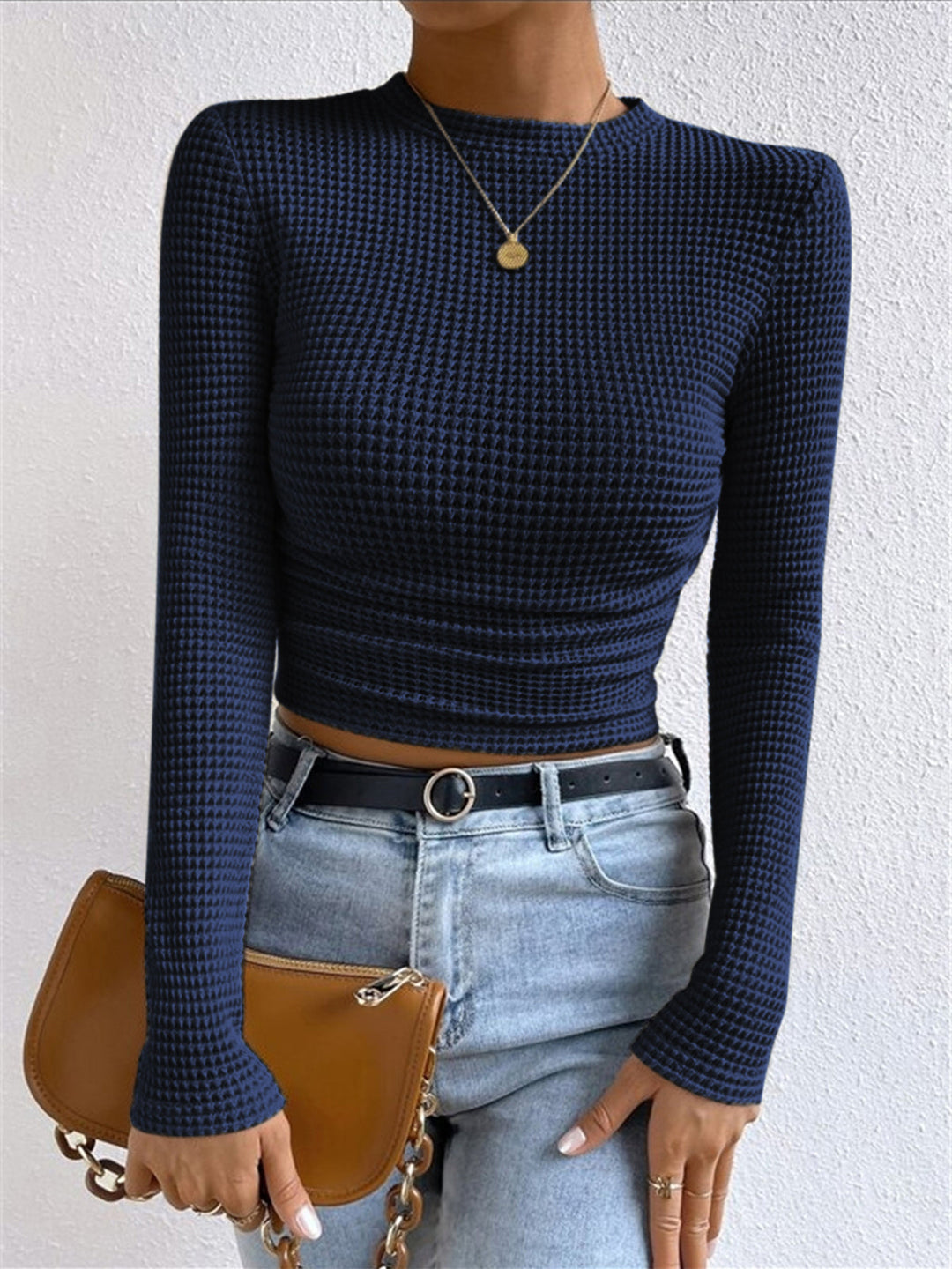 Drune | Slim-Pullover im Waffelmuster