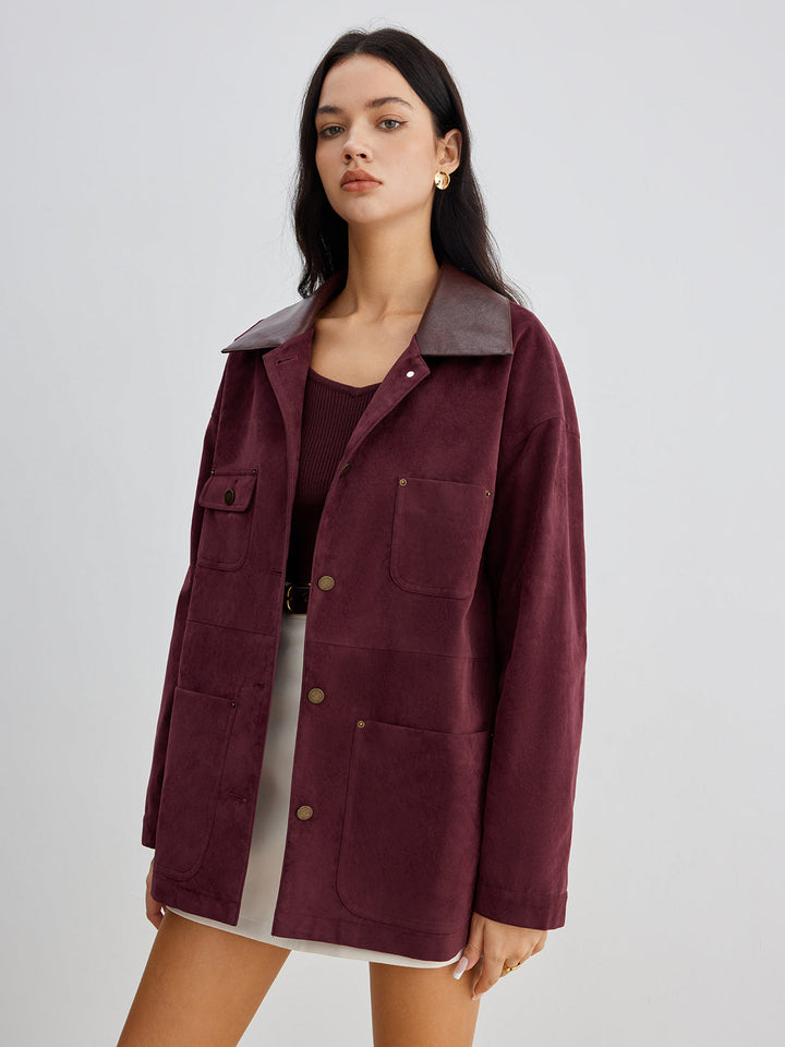 Drune | Kontrastkragen Taschenjacke