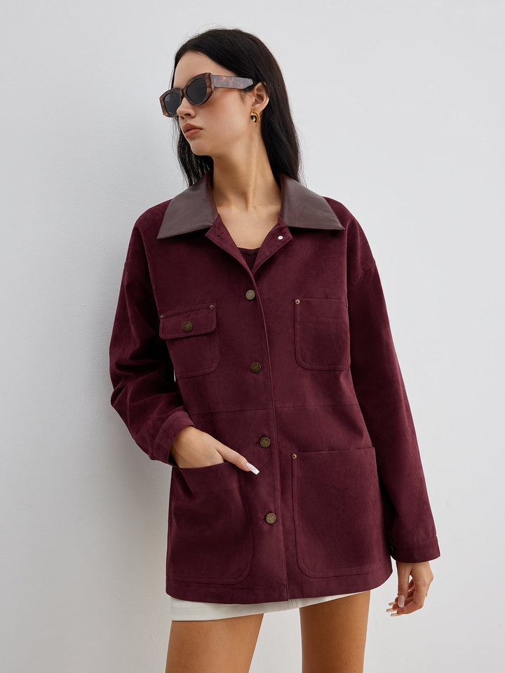 Drune | Kontrastkragen Taschenjacke