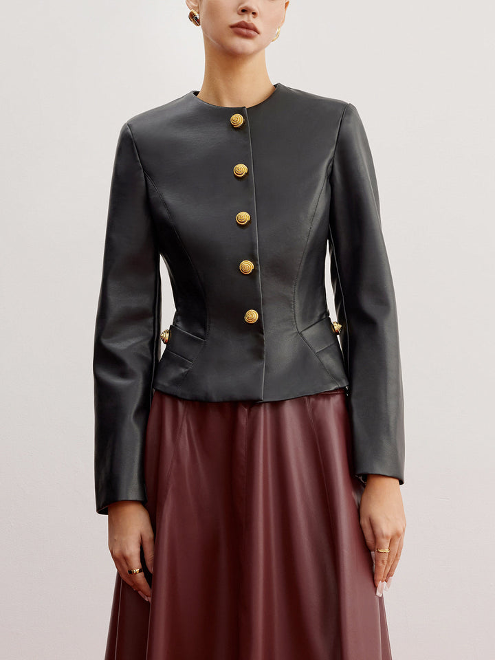 Drune | Kunstleder Slim Jacke