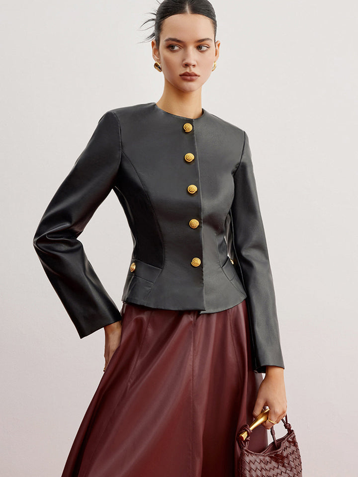 Drune | Kunstleder Slim Jacke
