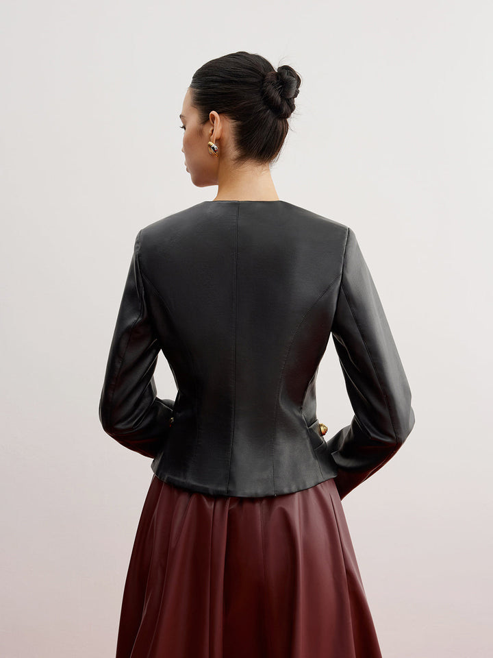Drune | Kunstleder Slim Jacke