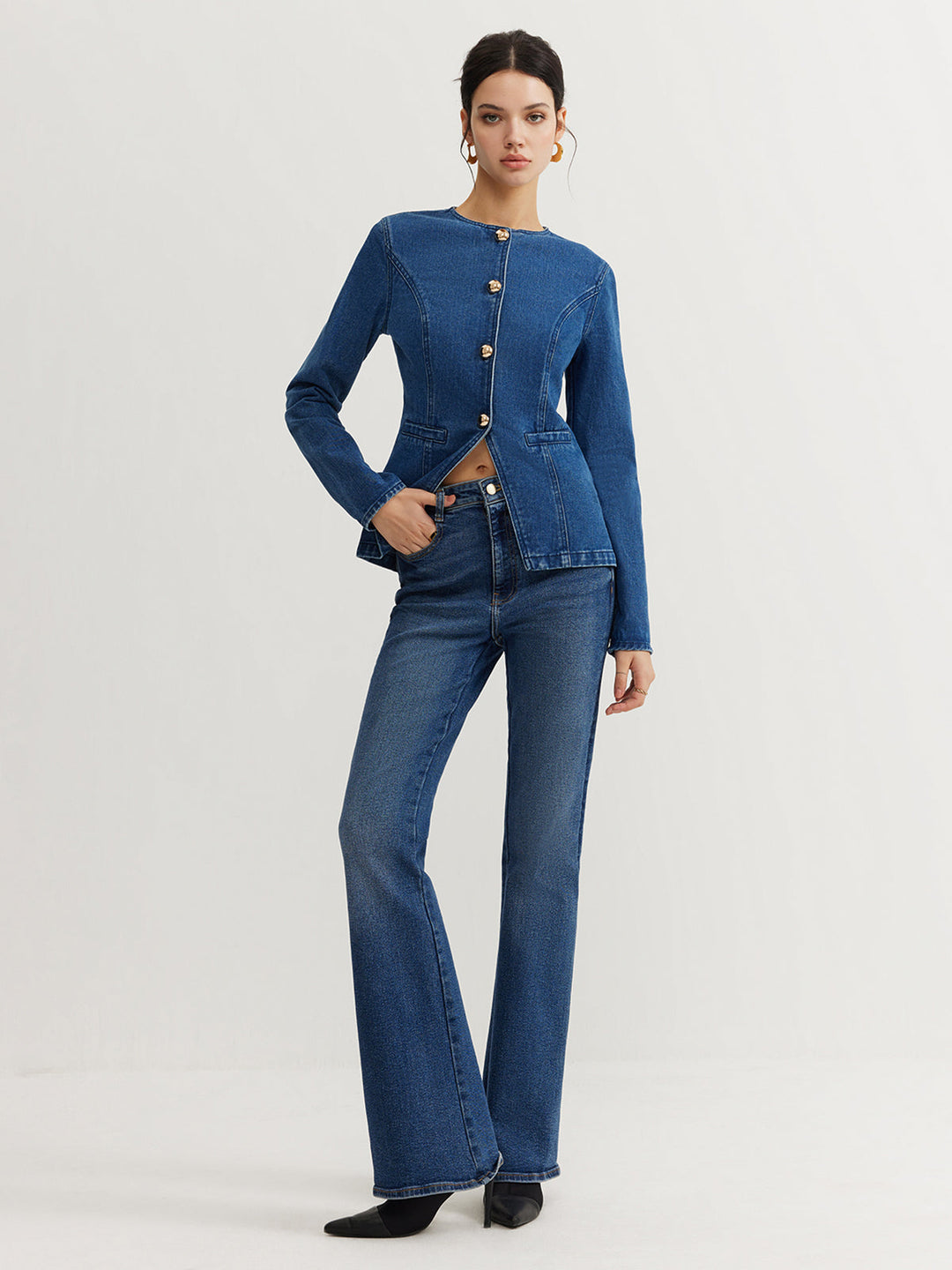 Drune | Daunen Denim Slim Jacke