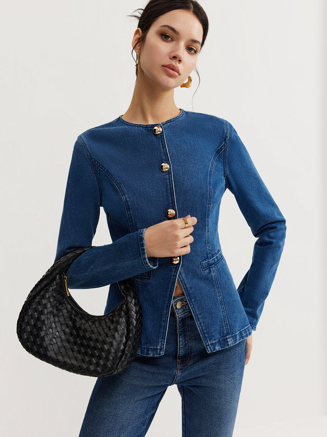 Drune | Daunen Denim Slim Jacke