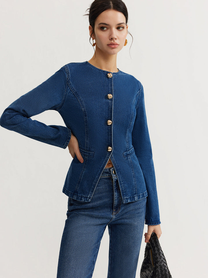 Drune | Daunen Denim Slim Jacke