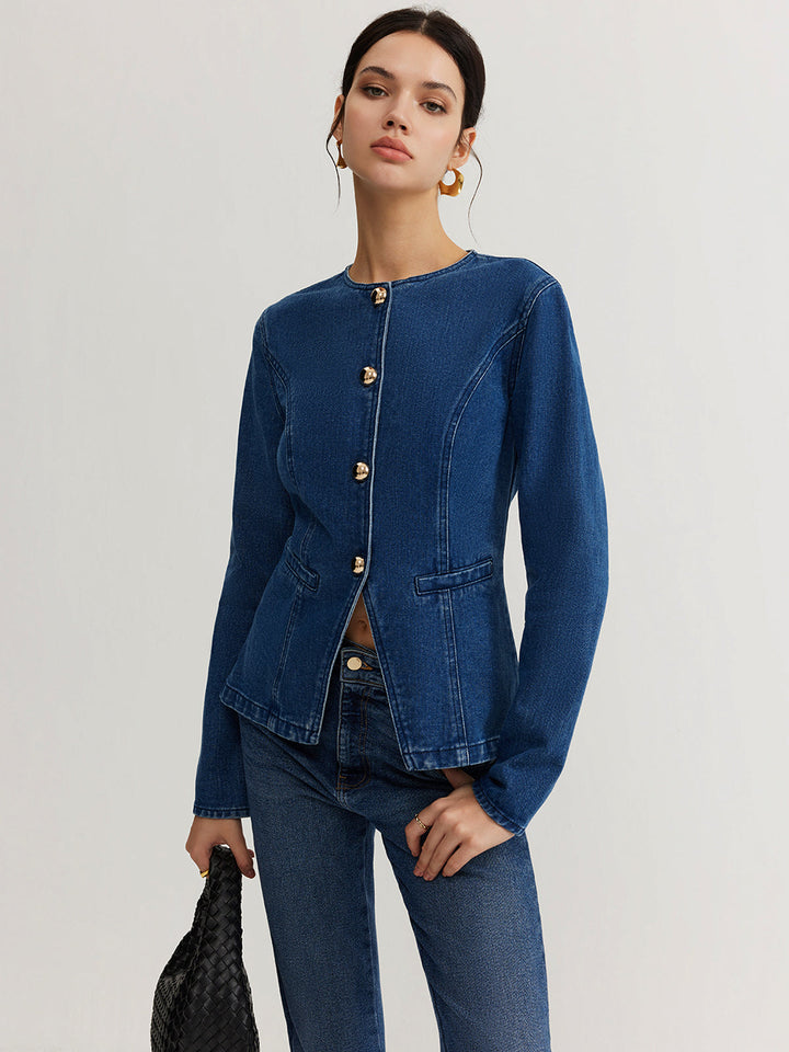 Drune | Daunen Denim Slim Jacke
