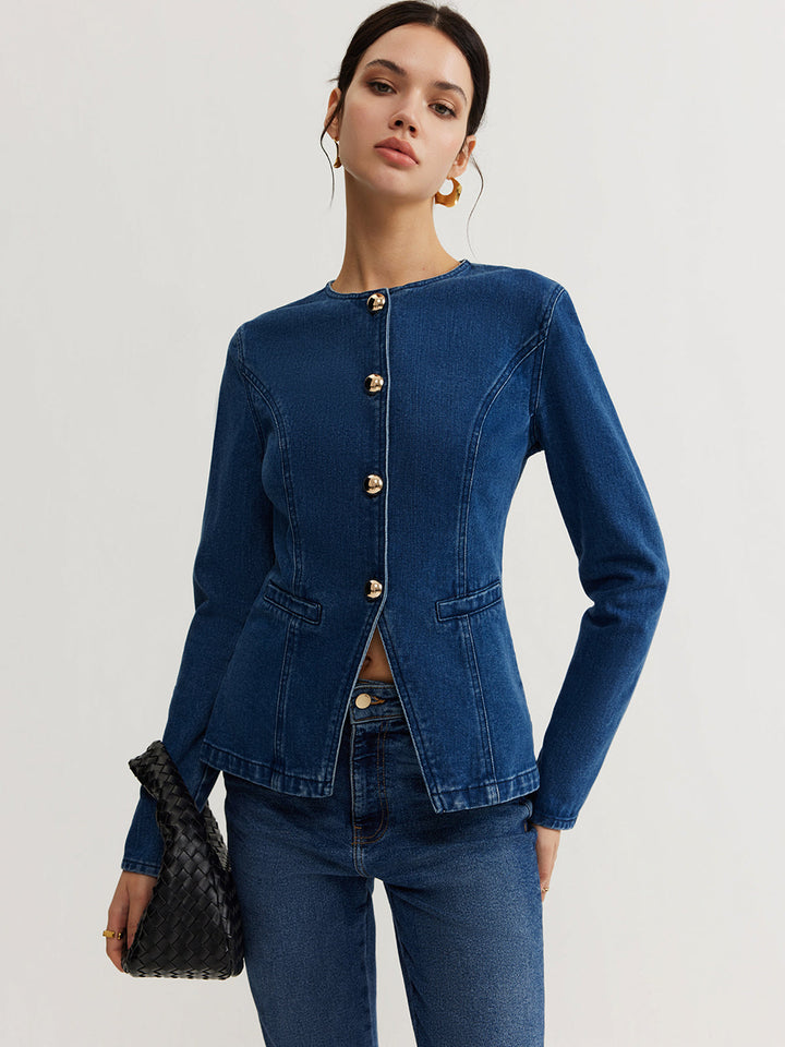 Drune | Daunen Denim Slim Jacke
