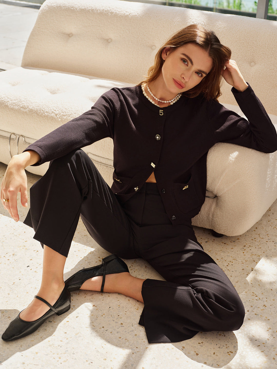 Drune | Cardigan mit Dekorativen Knöpfen und Taschen Rundhals Elegant und Klassisch