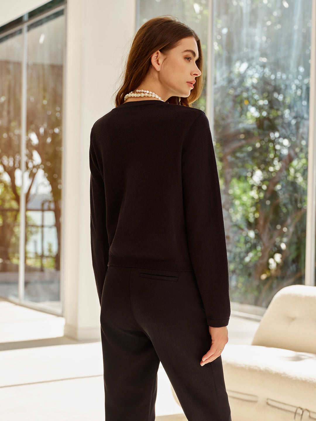 Drune | Cardigan mit Dekorativen Knöpfen und Taschen Rundhals Elegant und Klassisch