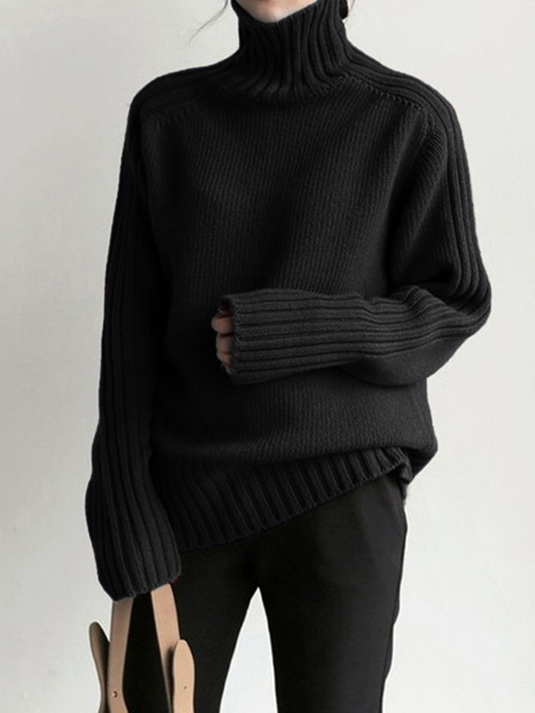 Drune | Gerippter Stehkragen Strickpullover