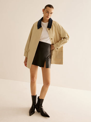 Drune | Baumwolle Kontrastkragen Knopfjacket