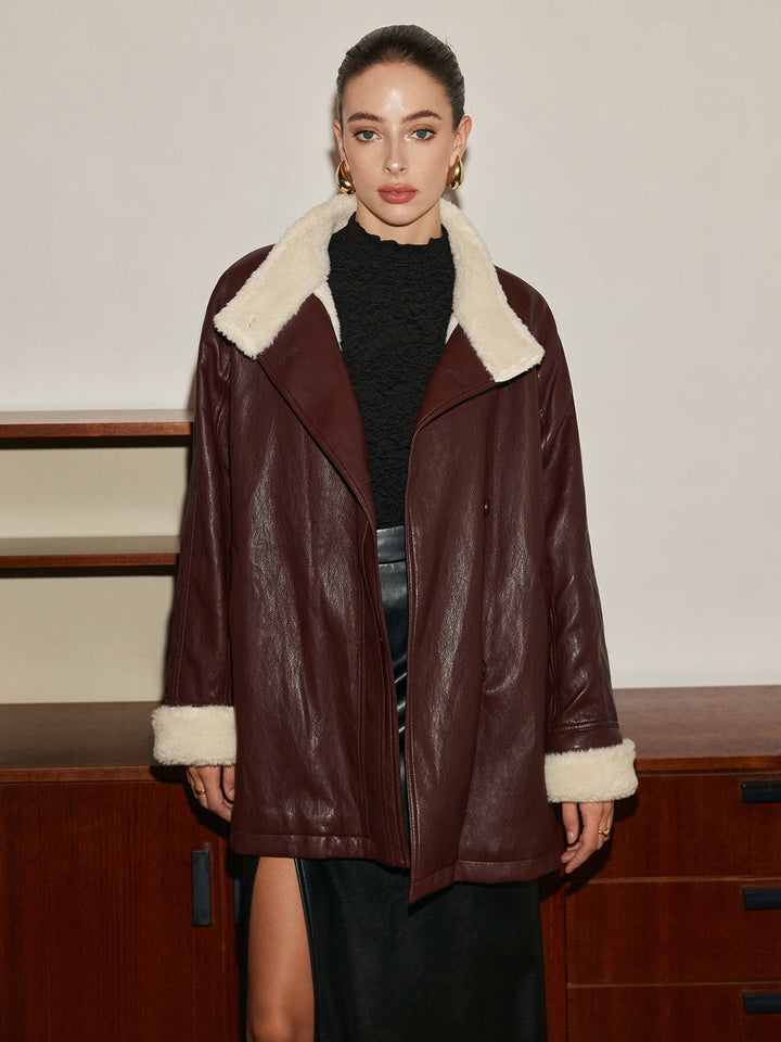 Drune | PU-Leder Gurtjacke