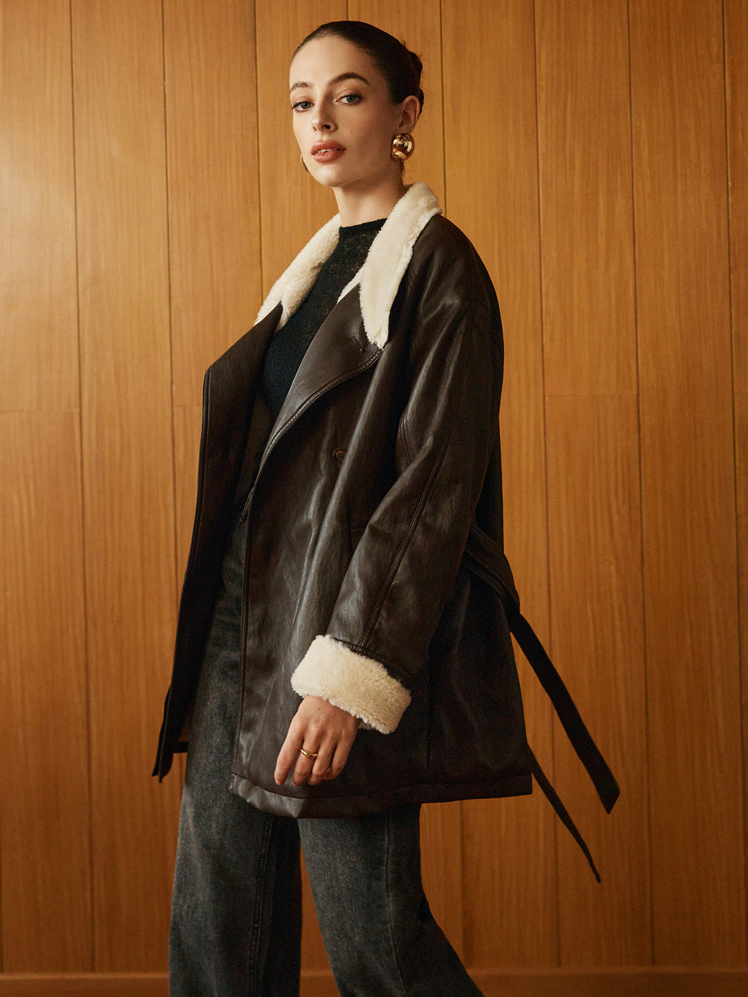 Drune | PU-Leder Gurtjacke