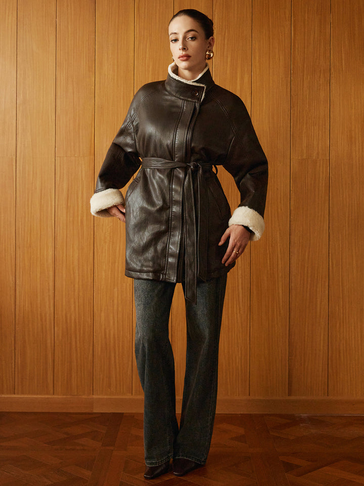 Drune | PU-Leder Gurtjacke