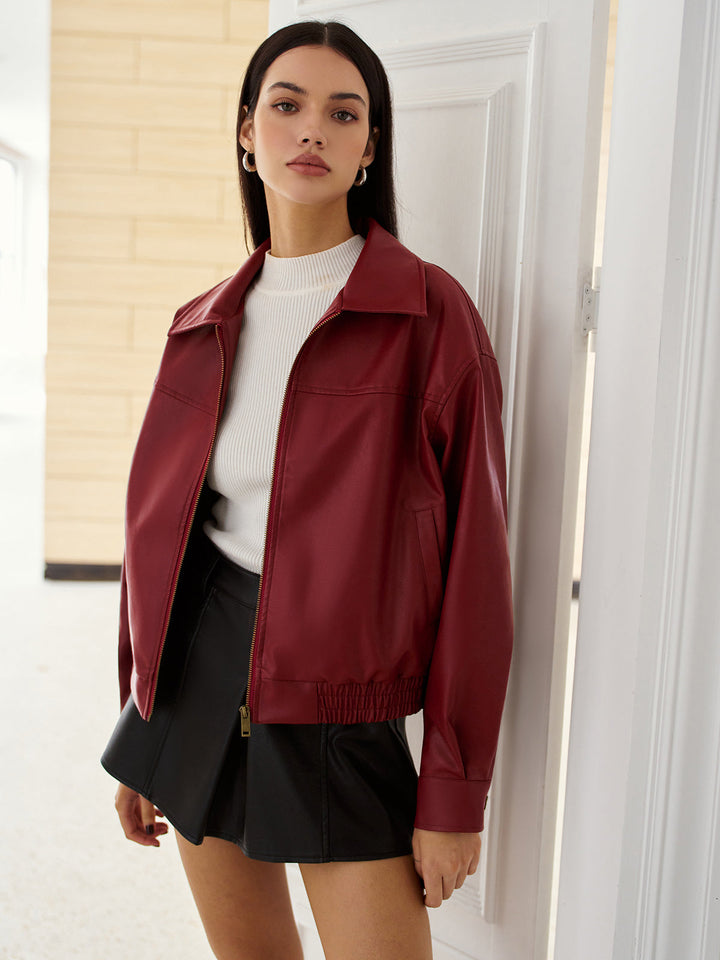 Drune | Leder Zip Polo Jacke