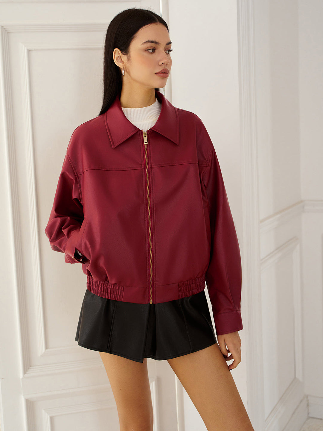 Drune | Leder Zip Polo Jacke
