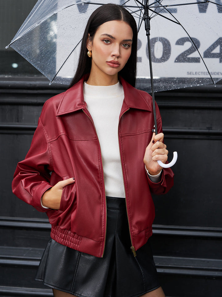 Drune | Leder Zip Polo Jacke