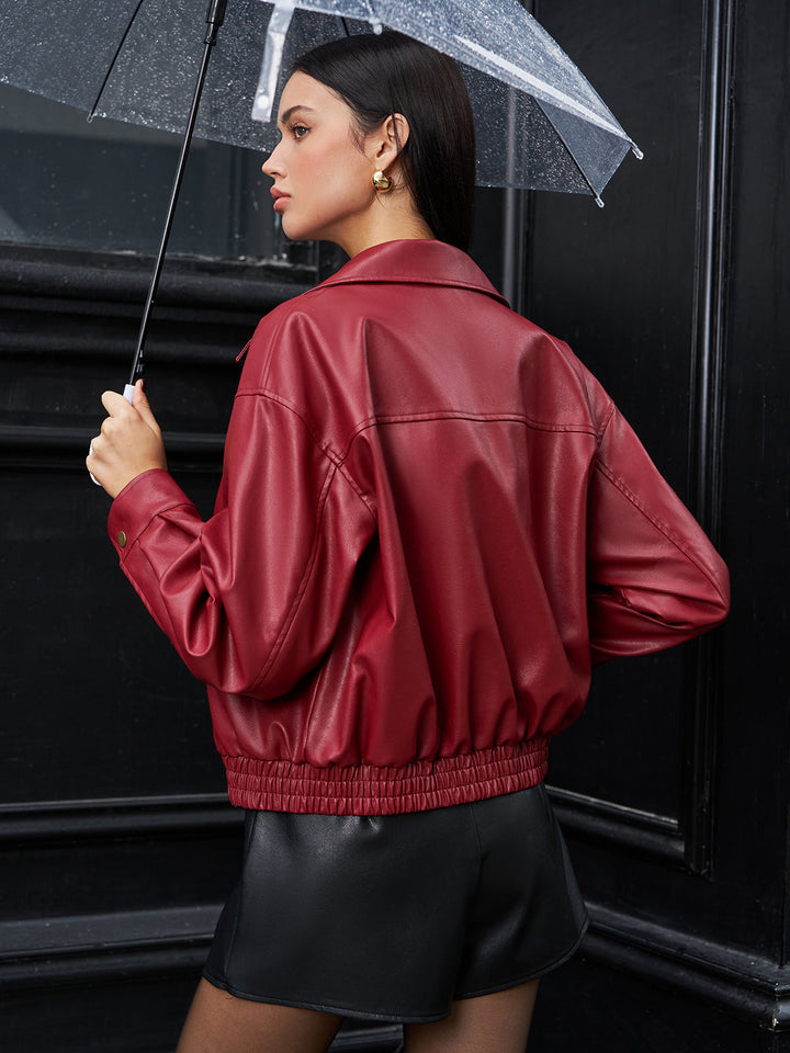 Drune | Leder Zip Polo Jacke