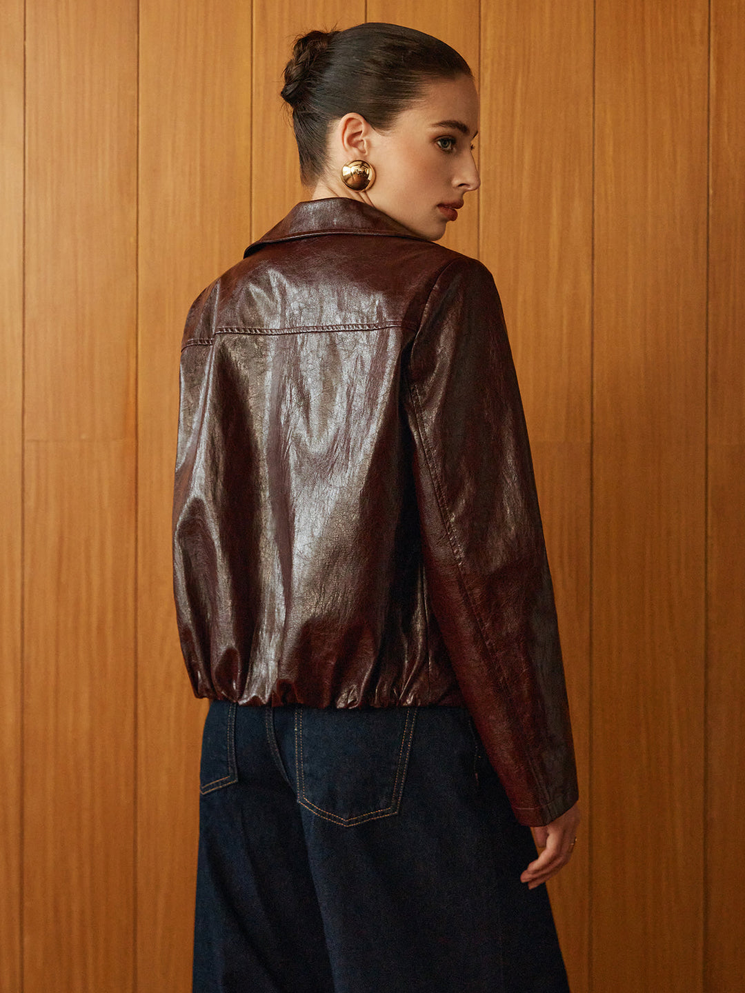 Drune | Leder Reißverschluss Kurz-Polo-Jacke