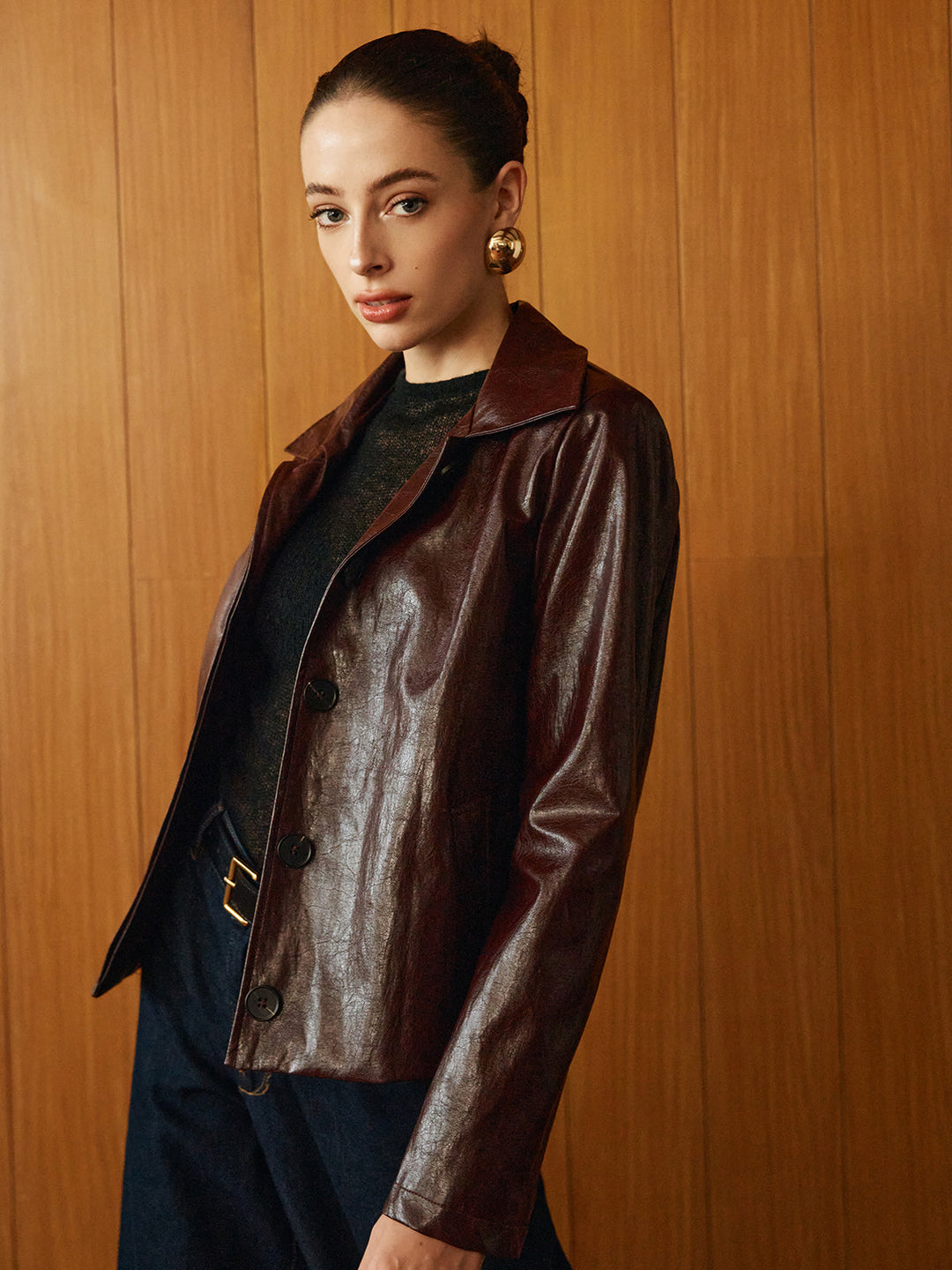 Drune | Leder Reißverschluss Kurz-Polo-Jacke