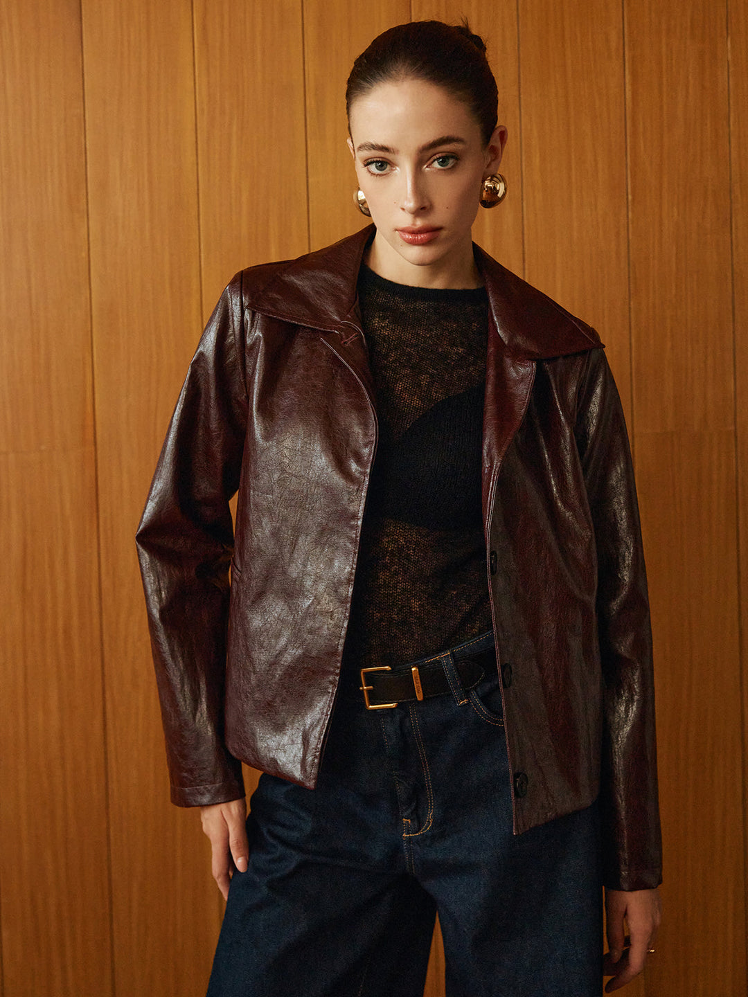 Drune | Leder Reißverschluss Kurz-Polo-Jacke