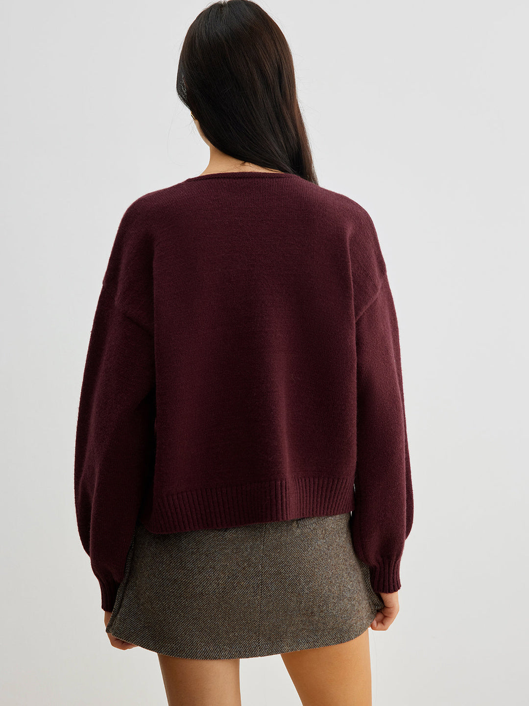 Drune | Strickcardigan mit Samtschleifen Wollmischung Feminin und Modern
