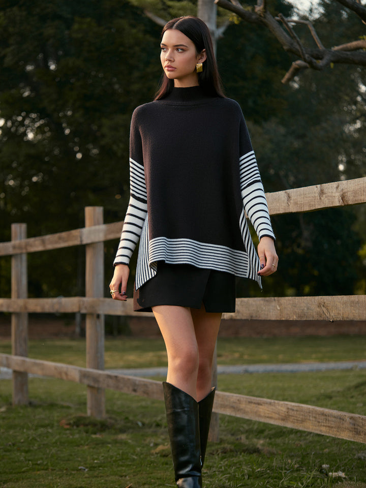 Drune | Poncho mit Hohem Kragen Asymmetrischer Schnitt Modern und Bequem